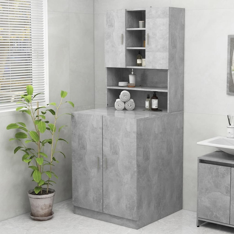 Berkfield Washing Machine Cabinet Concrete Grey