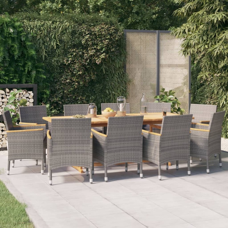 Berkfield 11 Piece Garden Dining Set with Cushions Grey