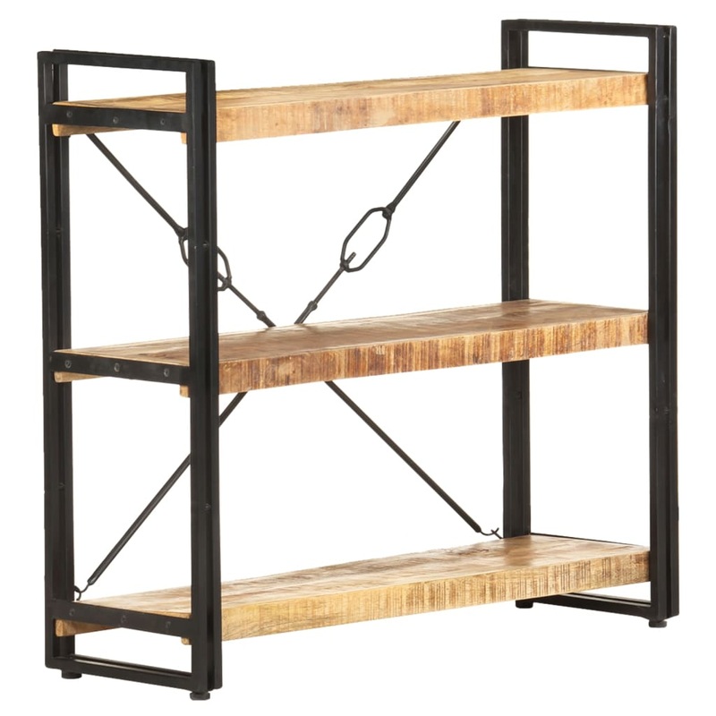 Berkfield 3-Tier Bookcase 90x30x80 cm Solid Mango Wood