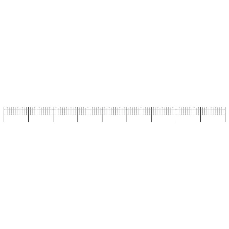 Berkfield Garden Fence with Hoop Top Steel 15.3×0.6 m Black