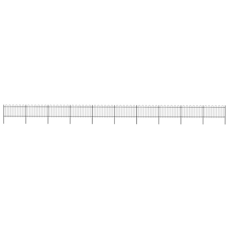 Berkfield Garden Fence with Hoop Top Steel 17×1 m Black