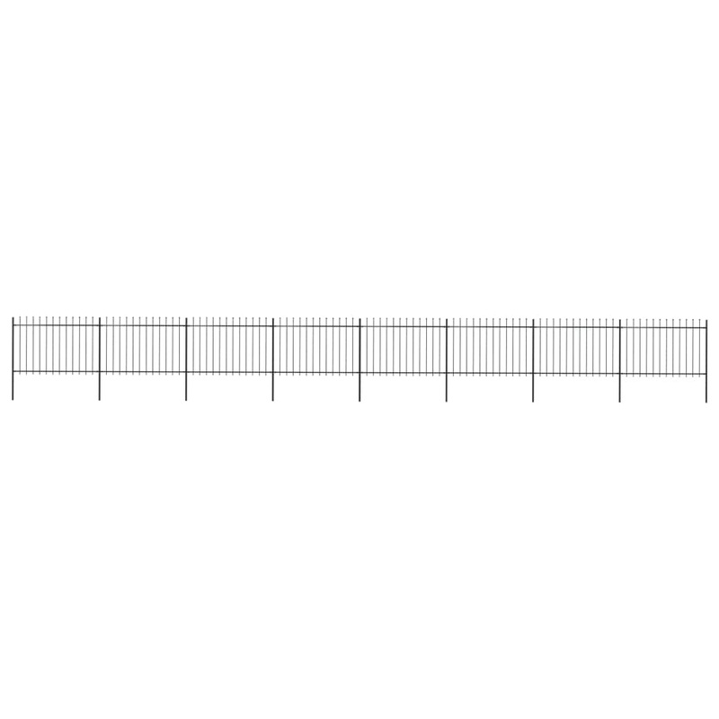 Berkfield Garden Fence with Spear Top Steel 13.6×1.2 m Black