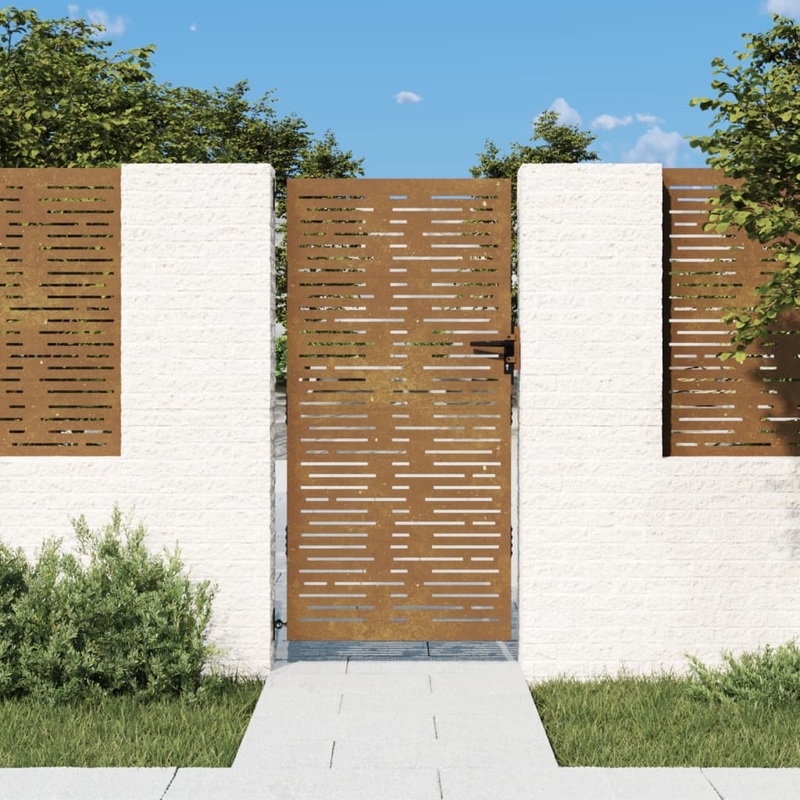 Berkfield Garden Gate 85×200 cm Corten Steel Square Design