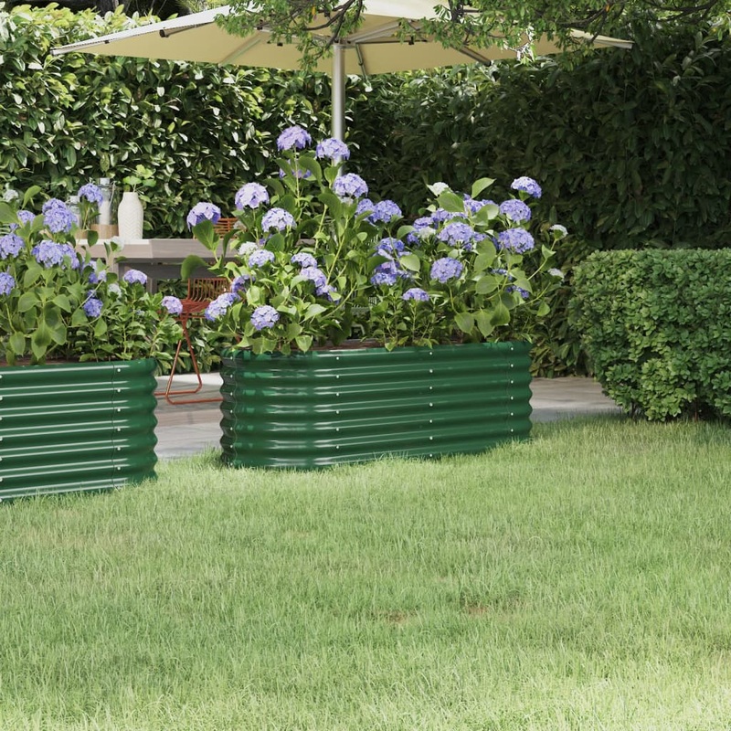 Berkfield Garden Raised Bed Powder-coated Steel 114x40x36 cm Green