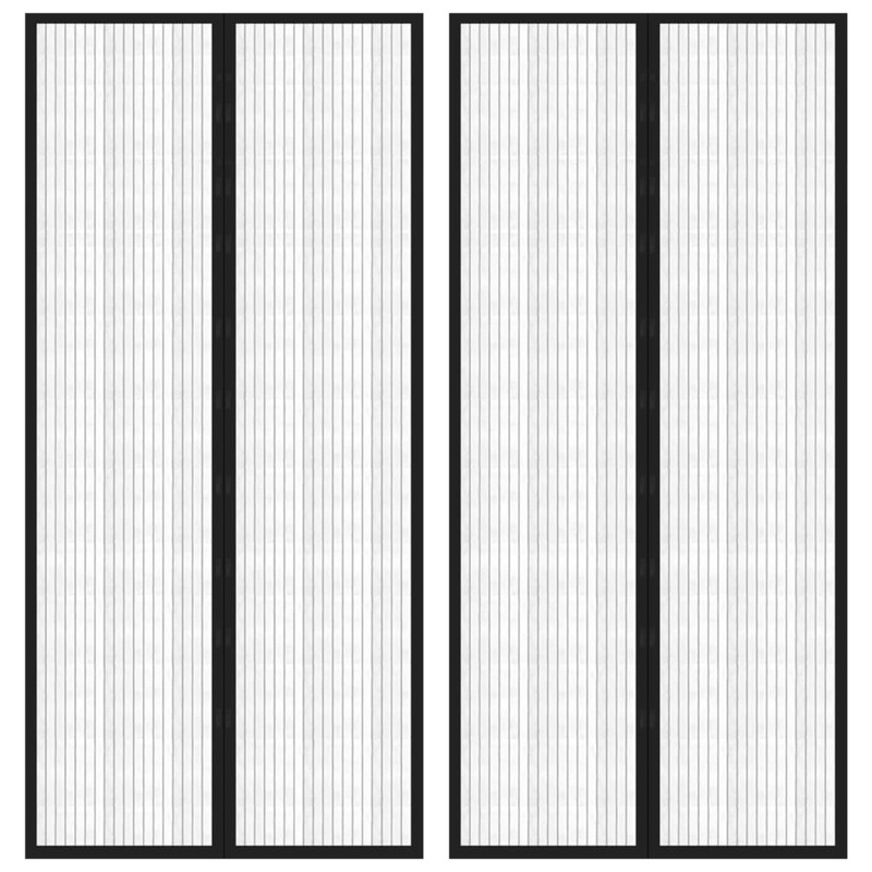 Berkfield Insect Door Curtains 2 pcs with Magnet Blocks Black 220×110 cm