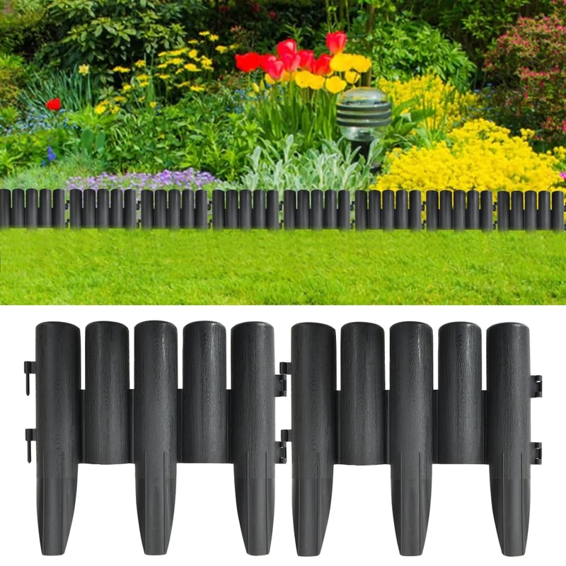 Berkfield Lawn Edgings 36 pcs Anthracite 10 m PP