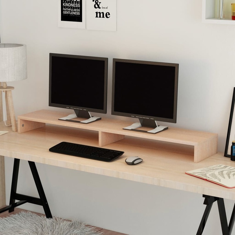 Berkfield Monitor Stand Engineered Wood 110×23.5×9 cm Beige