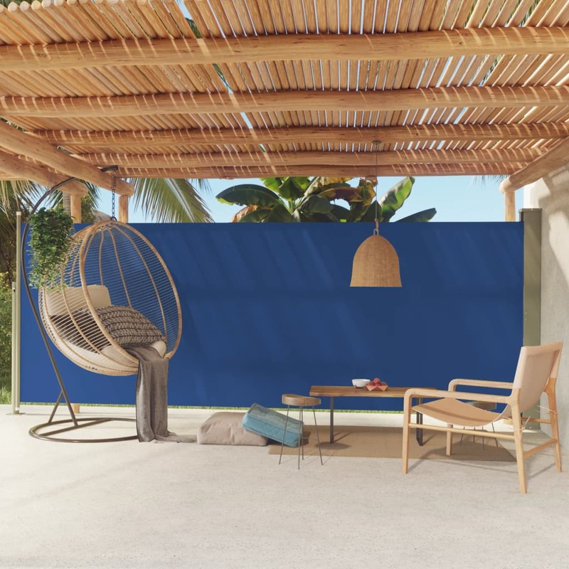 Berkfield Patio Retractable Side Awning 200×500 cm Blue