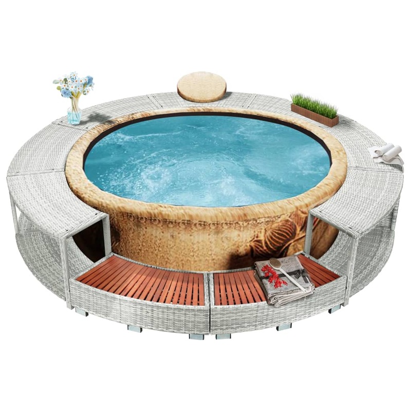 Berkfield Spa Surround Light Grey Poly Rattan