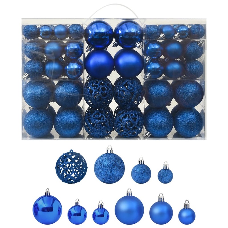 Berkfield 100 Piece Christmas Ball Set Blue