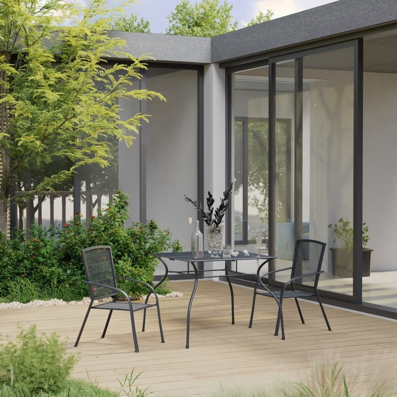 Berkfield 3 Piece Garden Dining Set Steel Anthracite