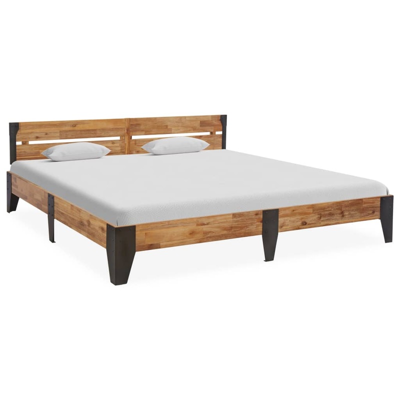 Berkfield Bed Frame Solid Acacia Wood with Brushed Finish 180×200 cm 6FT Super King