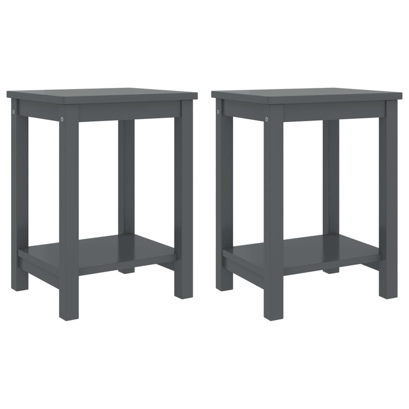 Berkfield Bedside Cabinets 2 pcs Dark Grey 35x30x47 cm Solid Pinewood