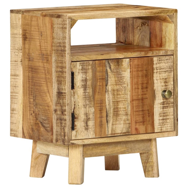 Berkfield Bedside Table 40x30x50 cm Rough Mango Wood