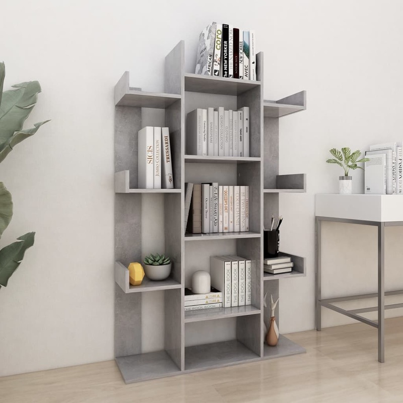 Berkfield Book Cabinet Concrete Grey 86×25.5×140 cm Engineered Wood