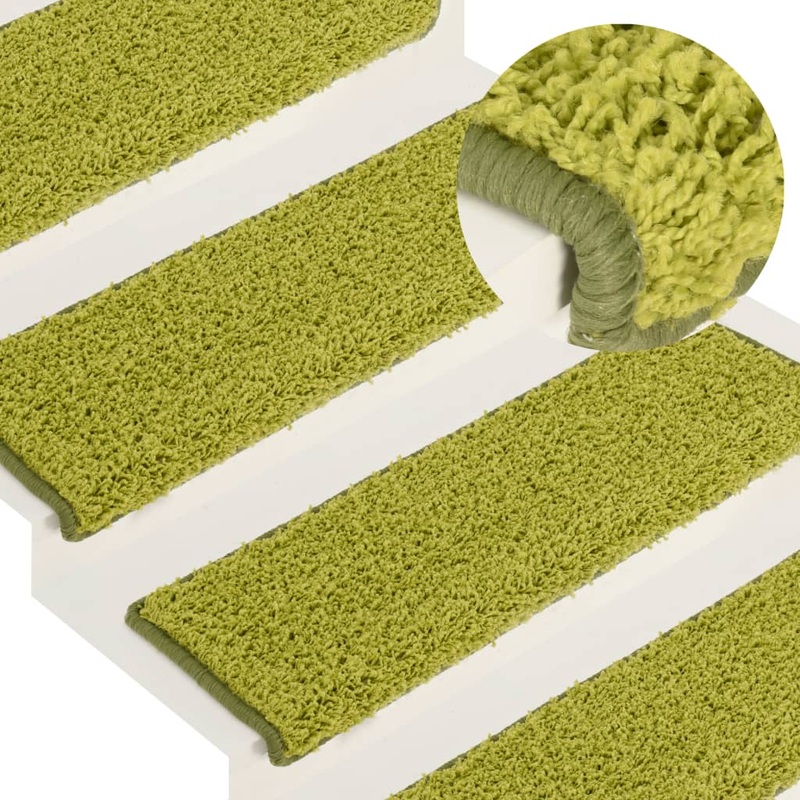 Berkfield Carpet Stair Treads 15 pcs 65x21x4 cm Green