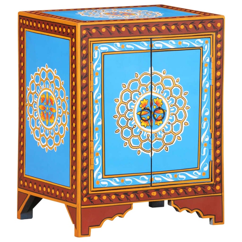 Berkfield Hand Painted Bedside Cabinet 40x30x50 cm Solid Mango Wood