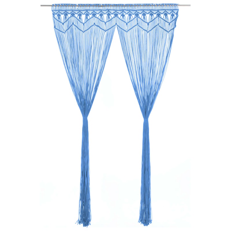 Berkfield Macrame Curtain Blue 140×240 cm Cotton
