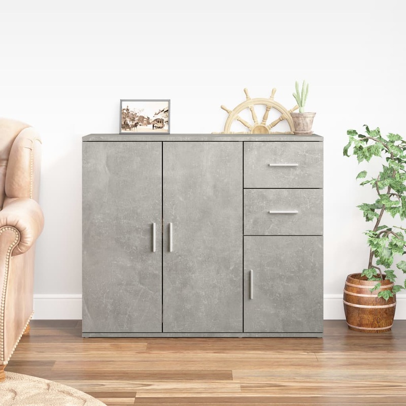 Berkfield Sideboard Concrete Grey 91×29.5×75 cm Engineered Wood
