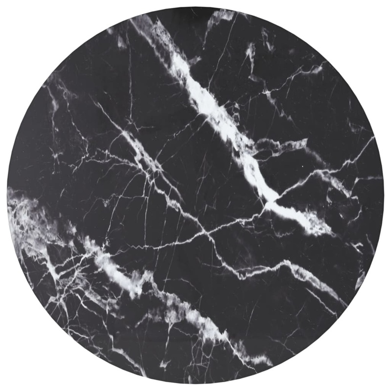 Berkfield Table Top Black 40×0.8 cm Tempered Glass with Marble Design
