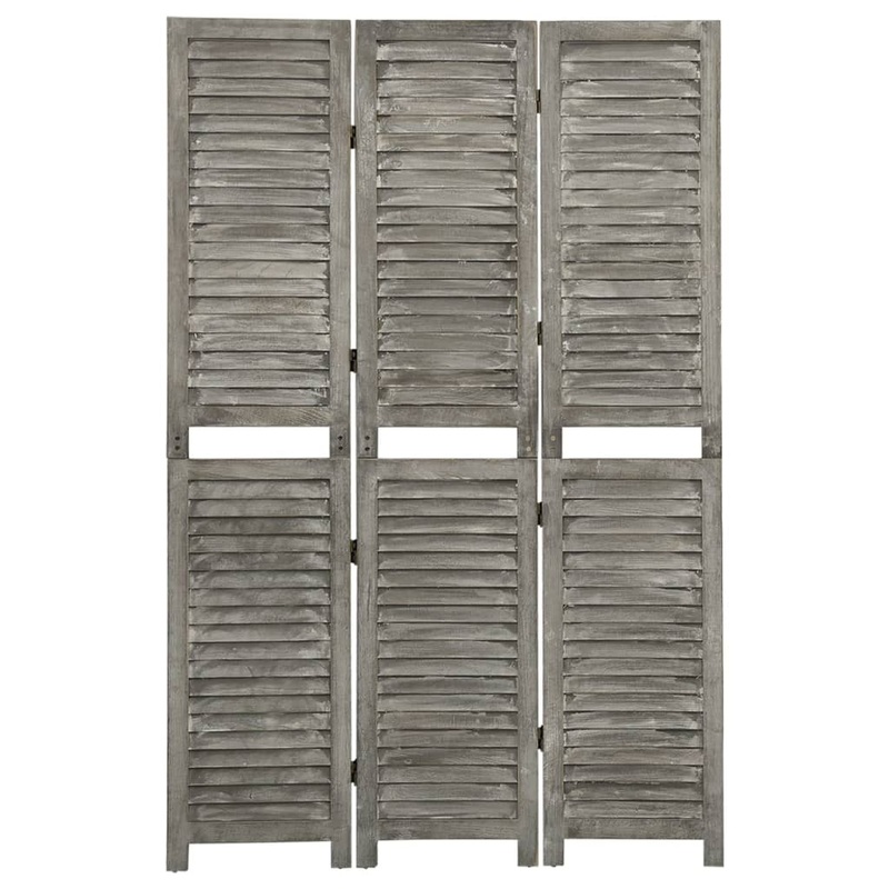 Berkfield 3-Panel Room Divider Grey 106.5×166 cm Solid Wood