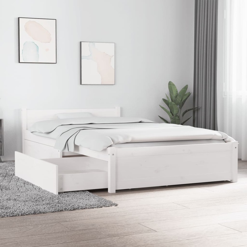 Berkfield Bed Frame with Drawers White 90×200 cm
