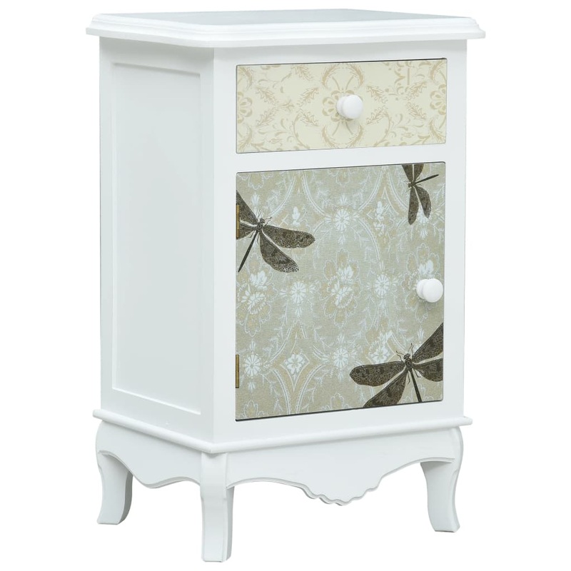 Berkfield Bedside Cabinet White and Grey 40x30x62 cm MDF