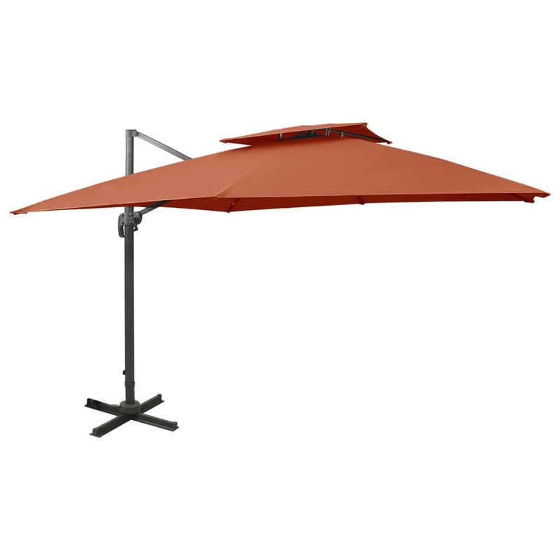 Berkfield Cantilever Umbrella with Double Top 300×300 cm Terracotta