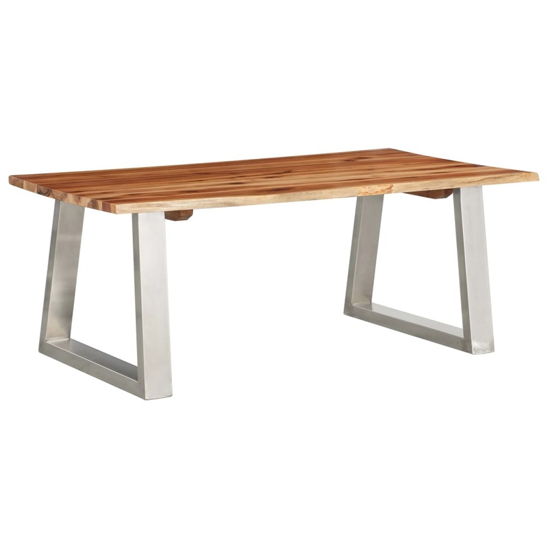 Berkfield Coffee Table 100x60x40 cm Solid Acacia Wood and Stainless Steel