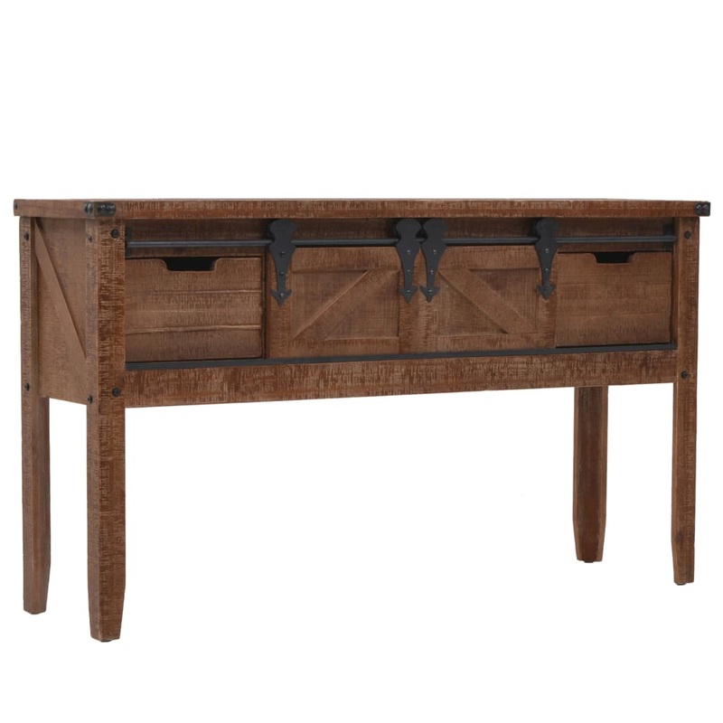 Berkfield Console Table Solid Fir Wood 131×35.5×75 cm Brown
