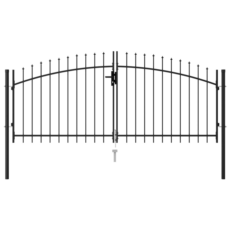 Berkfield Fence Gate Double Door with Spike Top Steel 3×1.25 m Black