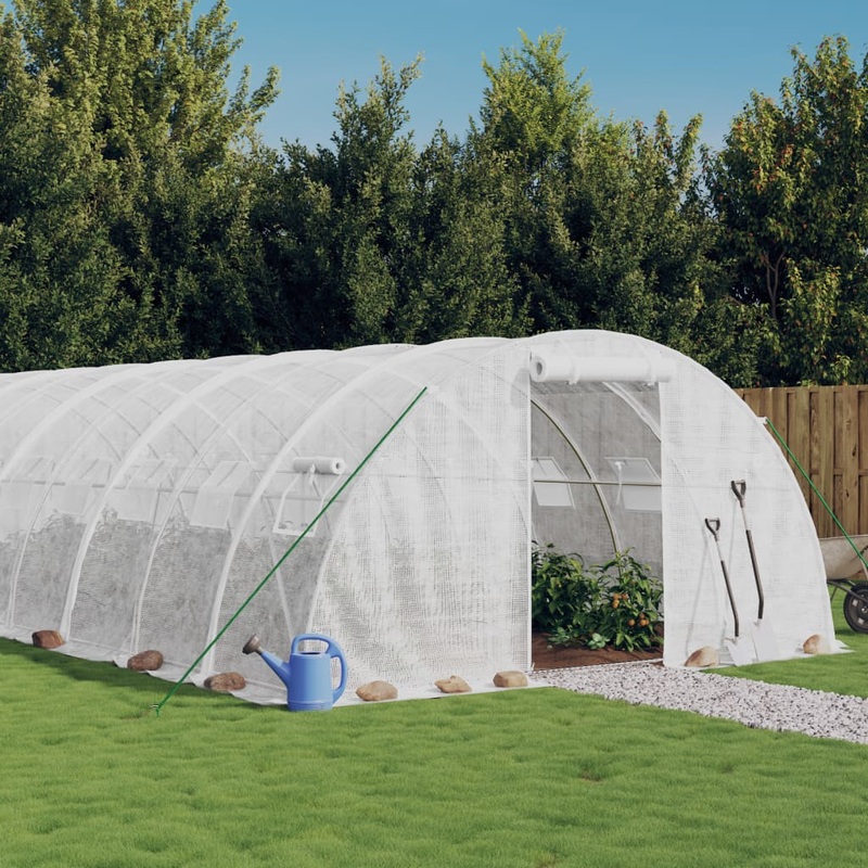 Berkfield Greenhouse with Steel Frame White 24 m__ 6x4x2 m