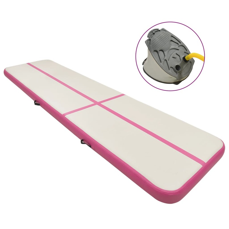 Berkfield Inflatable Gymnastics Mat with Pump 600x100x20 cm PVC Pink