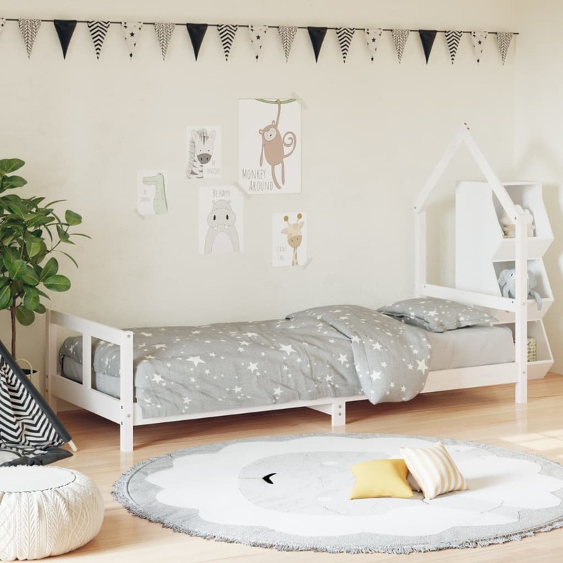 Berkfield Kids Bed Frame White 80×200 cm Solid Wood Pine
