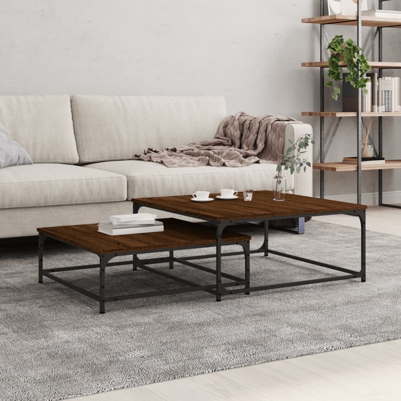 Berkfield Nesting Coffee Tables 2 pcs Brown Oak Engineered Wood