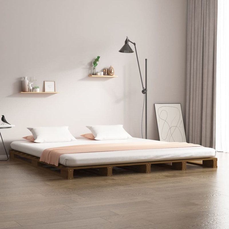 Berkfield Pallet Bed Honey Brown 140×190 cm Solid Wood Pine