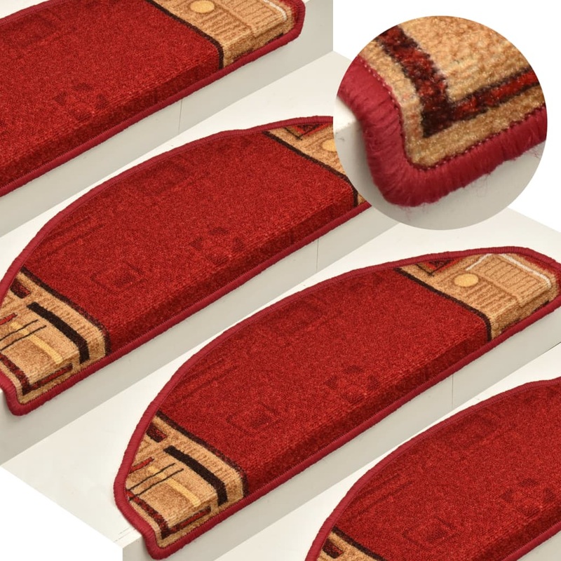 Berkfield Self-adhesive Stair Mats 15 pcs Red 65x21x4 cm