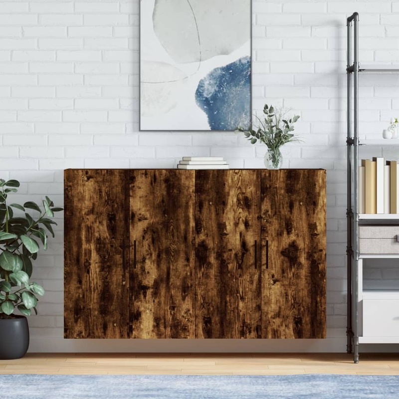 Berkfield Wall Mounted Cabinets 2 pcs Smoked Oak 69.5x34x90 cm