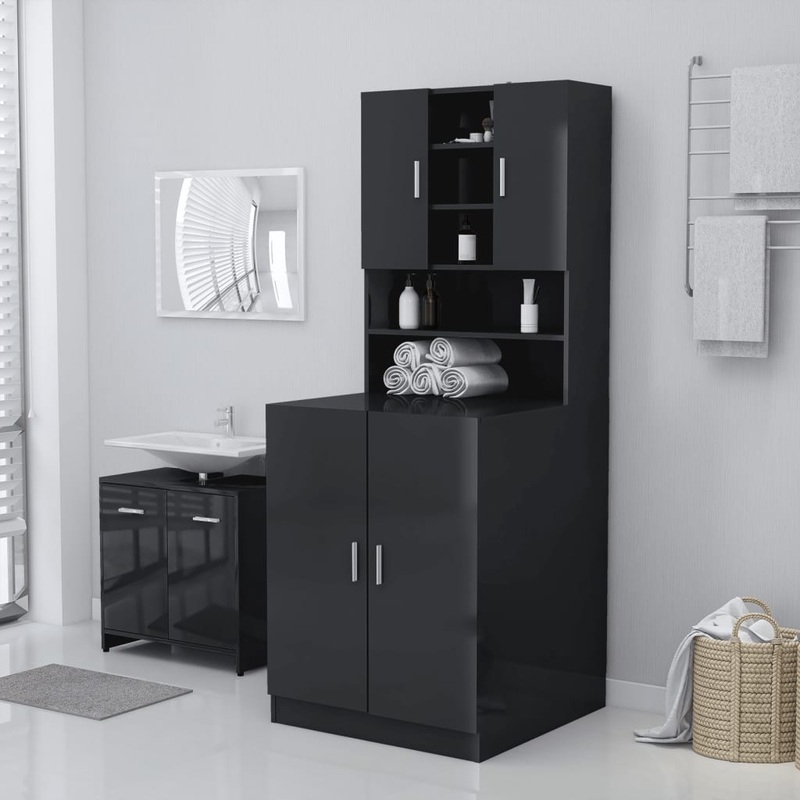 Berkfield Washing Machine Cabinet High Gloss Grey 71×71.5×91.5 cm