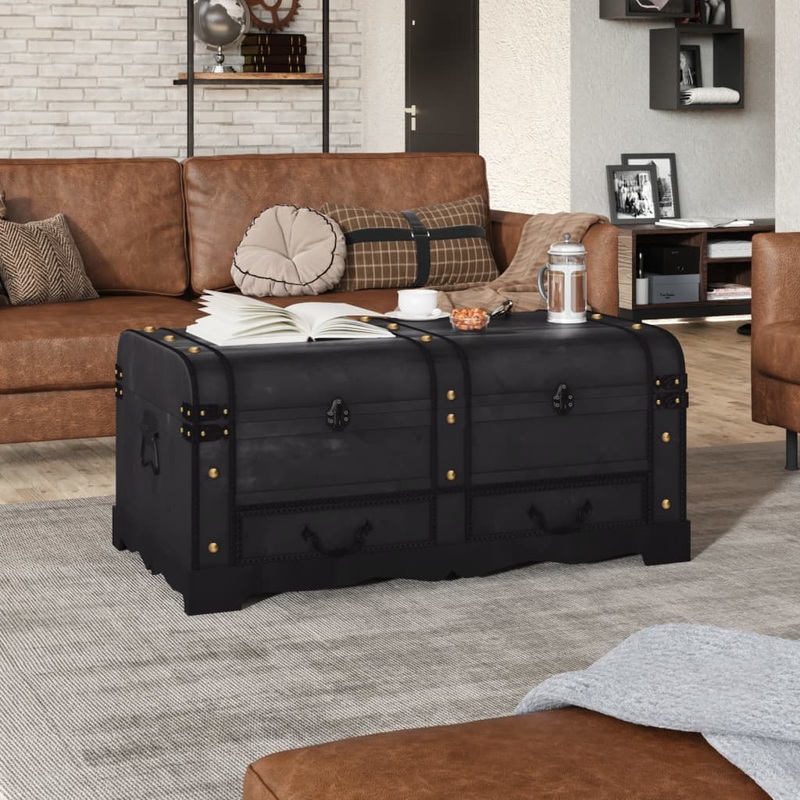Berkfield Wooden Treasure Chest Large Black