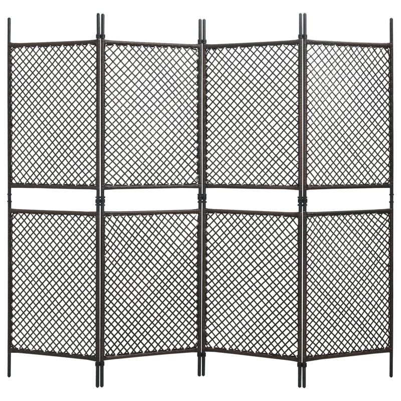 Berkfield 4-Panel Room Divider Poly Rattan Brown 240×200 cm