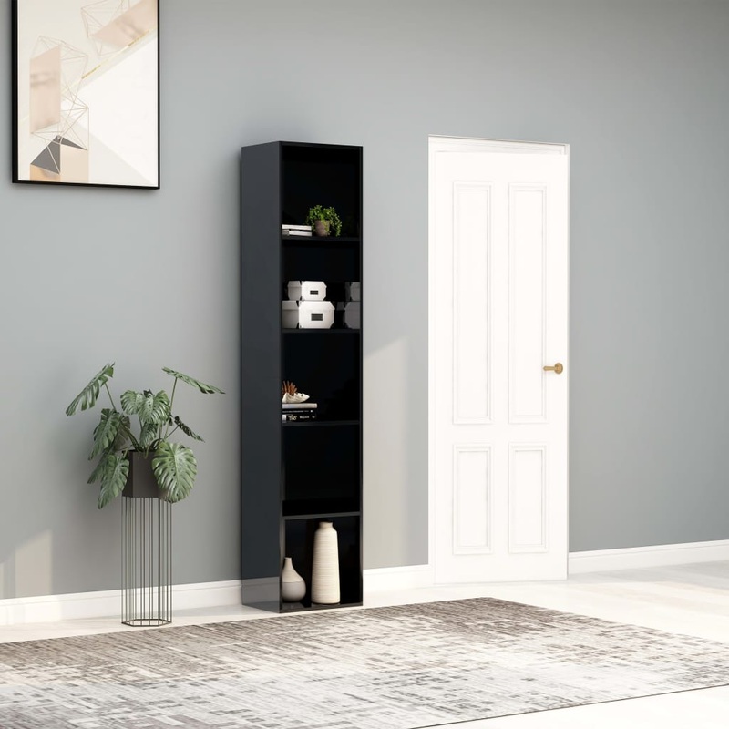 Berkfield Book Cabinet High Gloss Grey 40x30x189 cm Engineered Wood