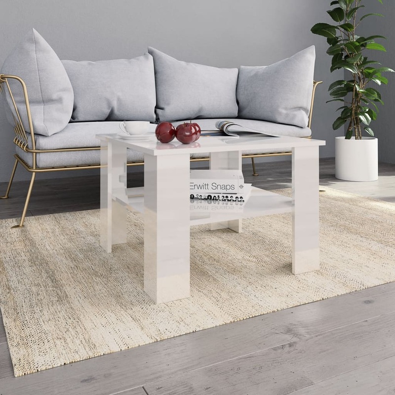 Berkfield Coffee Table High Gloss White 60x60x42 cm Engineered Wood