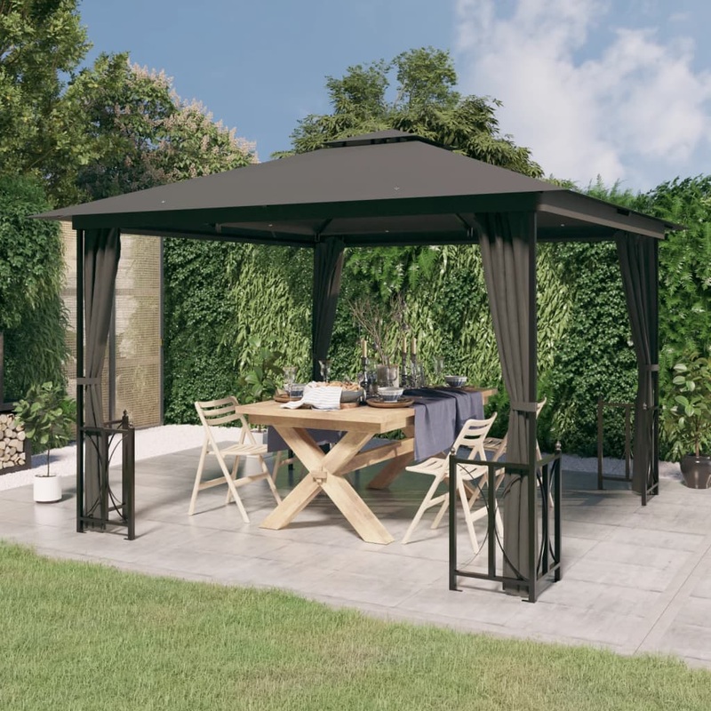 Berkfield Gazebo with Sidewalls&Double Roofs 3×3 m Anthracite