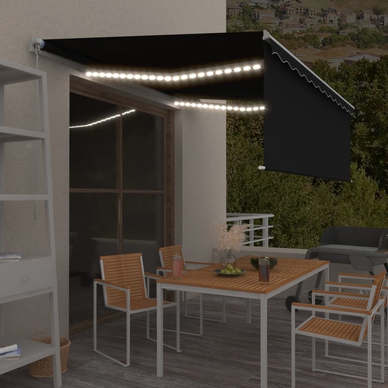 Berkfield Manual Retractable Awning with Blind&LED 4x3m Anthracite