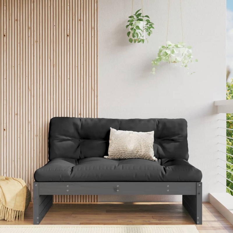 Berkfield Middle Sofa Grey 120×80 cm Solid Wood Pine