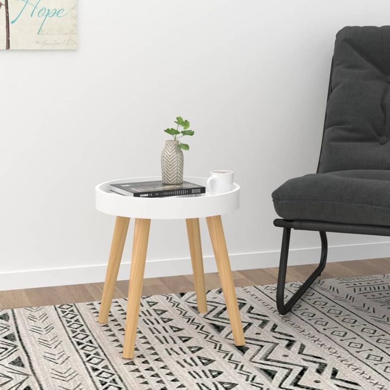 Berkfield Side Table White 38x38x40 cm Engineered Wood&Solid Wood Pine