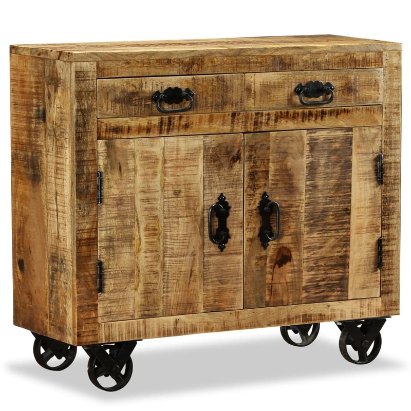 Berkfield Sideboard with 2 Drawers and 1 Cabinet Rough Mango Wood