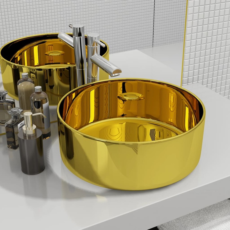 Berkfield Wash Basin 40×15 cm Ceramic Gold