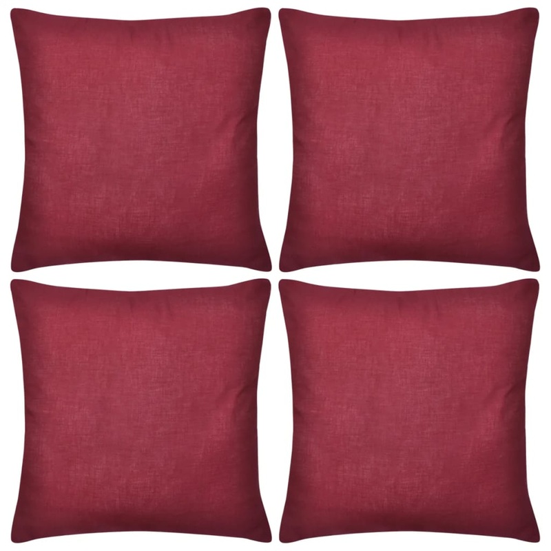 4 Burgundy Cushion Covers Cotton 50 x 50 cm